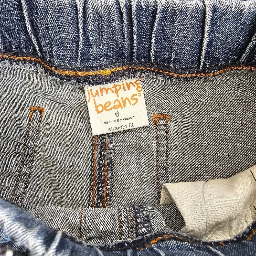 Kid's‎ sz6 Straight Fit Jeans Blue Distressed Ripped Retro Back to School
